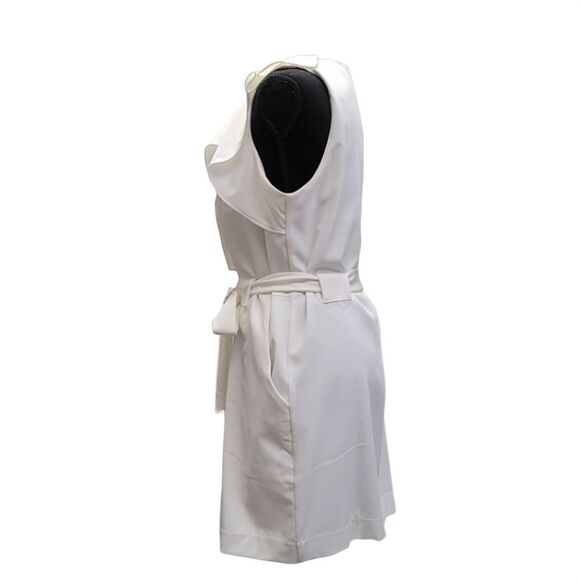 Ark & Co Classy Off-White Fully Lined Belted Dress - Picture 2 of 12